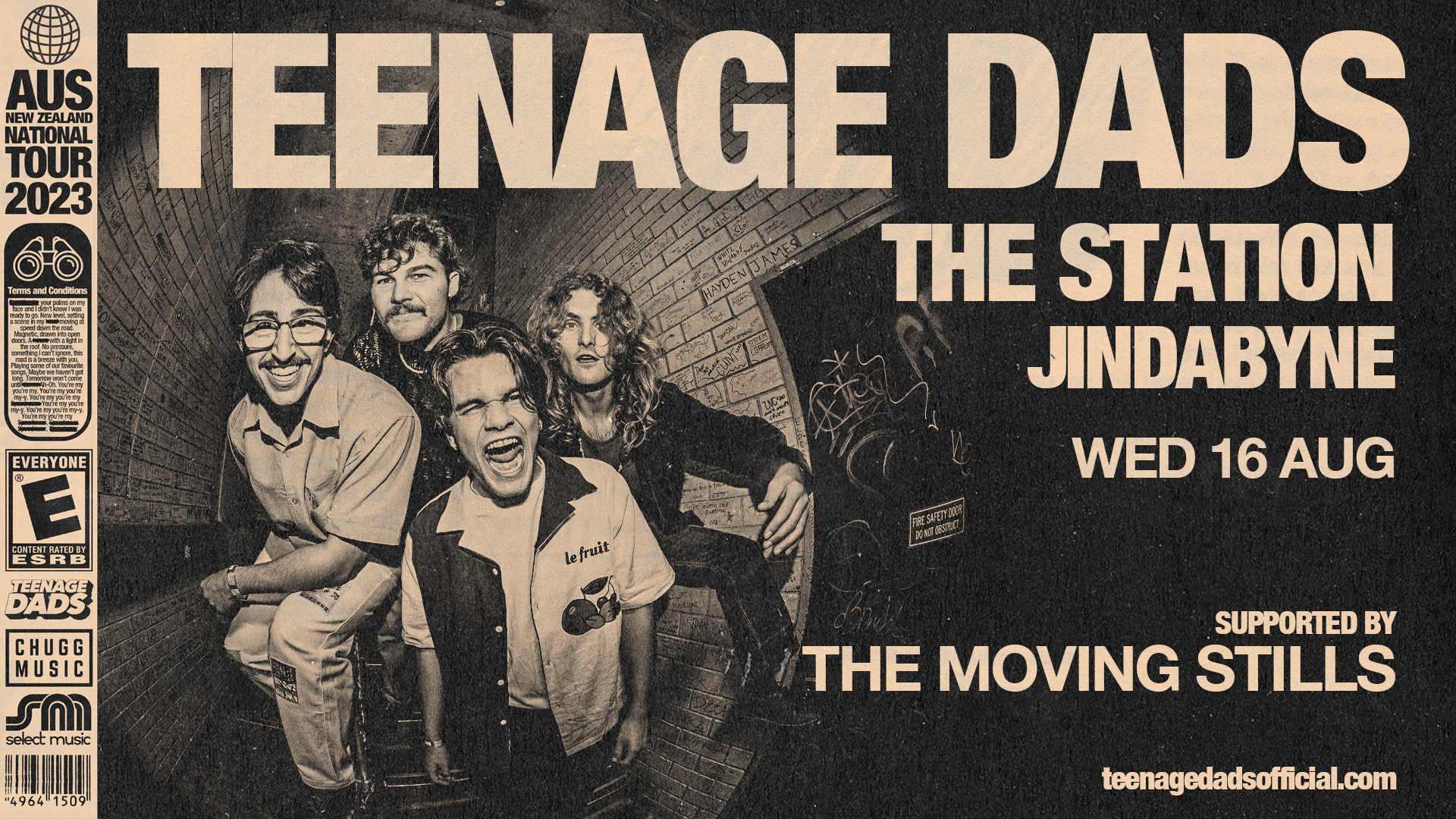 Teenage Dads tour poster with The Moving Stills