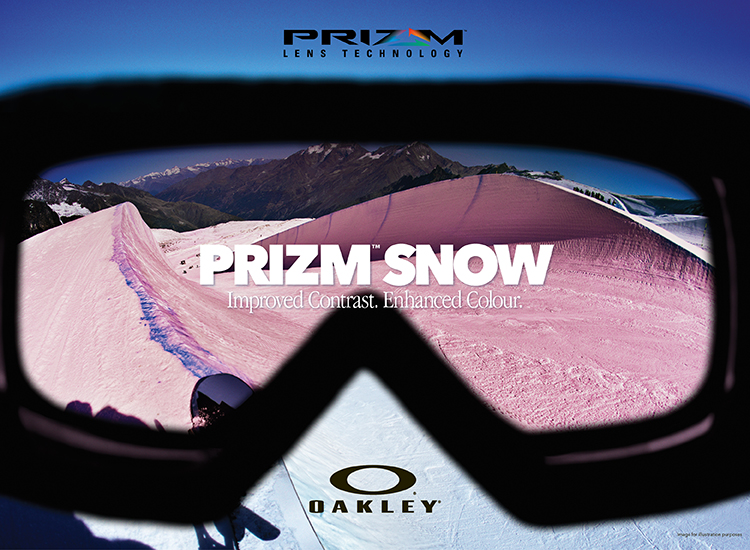 Pink prizm goggles POV looking at snow