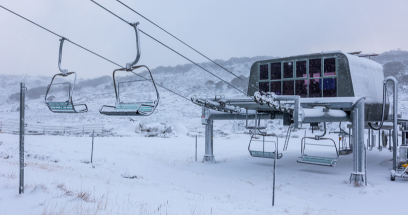 Chairlifts in snow at Perisher