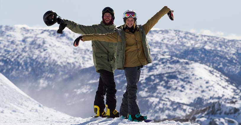 Boy Girl Snowboarder Perisher Views