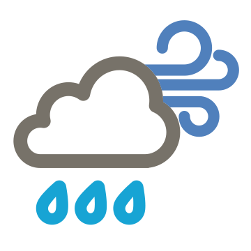 Cloudy. Rain increasing. Strong NW winds